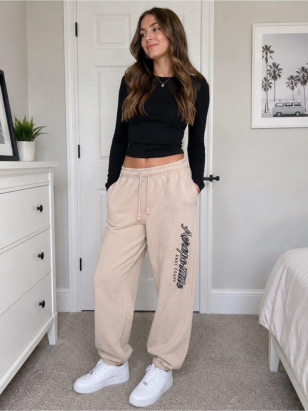 Aeropostale East Coast Jogger Sweatpants Beige Women’s Size S